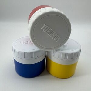 Vintage Thermos Insulated Jars Set of 3 Red Blue Yellow 1155 1155/4